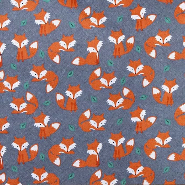 Poplin Foxes Grey Material