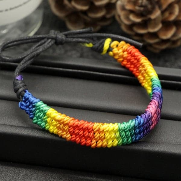 Rainbow Braided String Bracelet