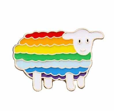 rainbow sheep brooch